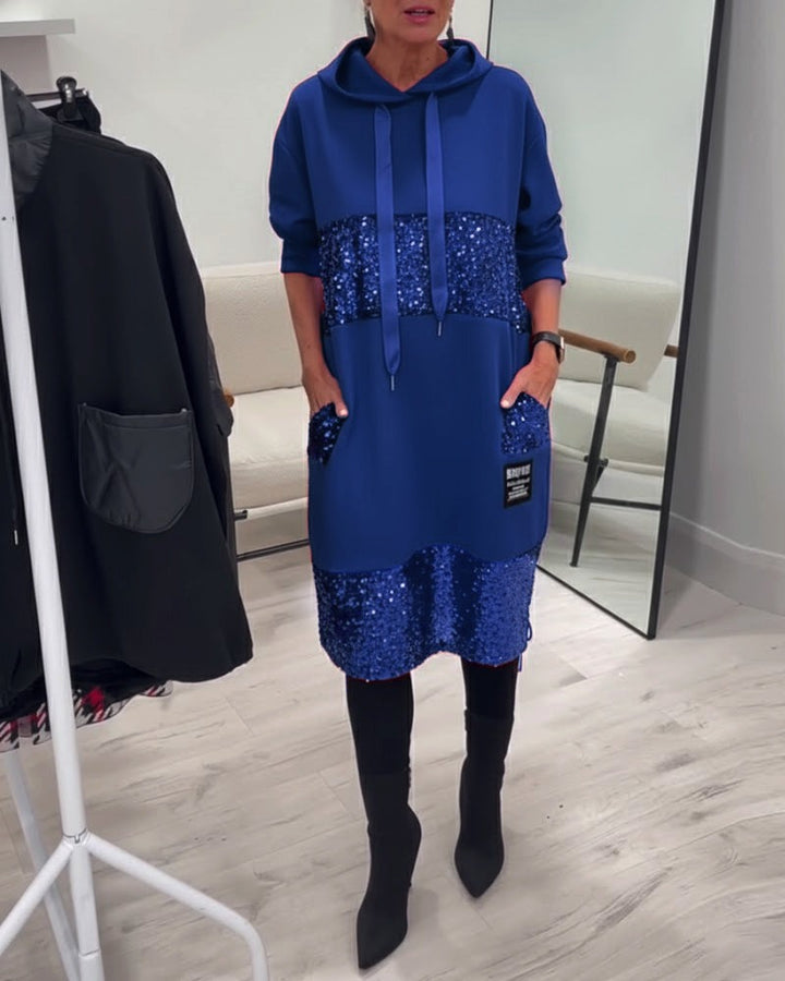 Robe à capuche tendance avec patchwork