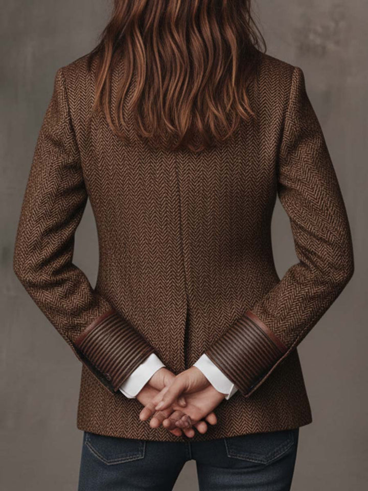 Blazer de Panel Impreso en Pata de Gallo para Mujeres