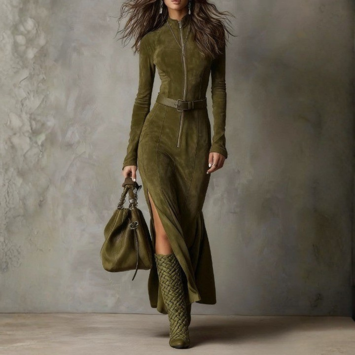 Robe longue en daim Alessia