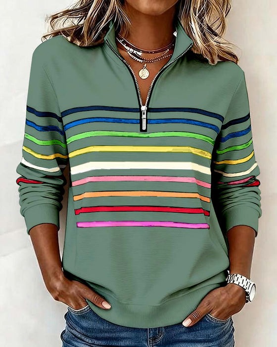 Pull à demi-zip et rayures
