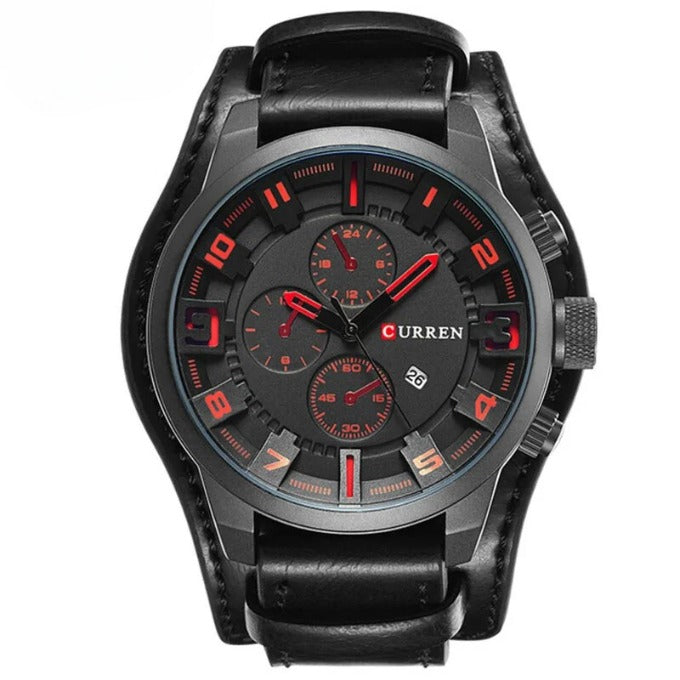 Montre chrono en cuir de vachette