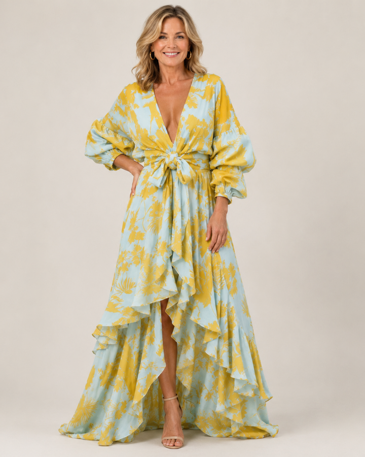 Vestido Maxi Floral de Cassandra™ con Capas