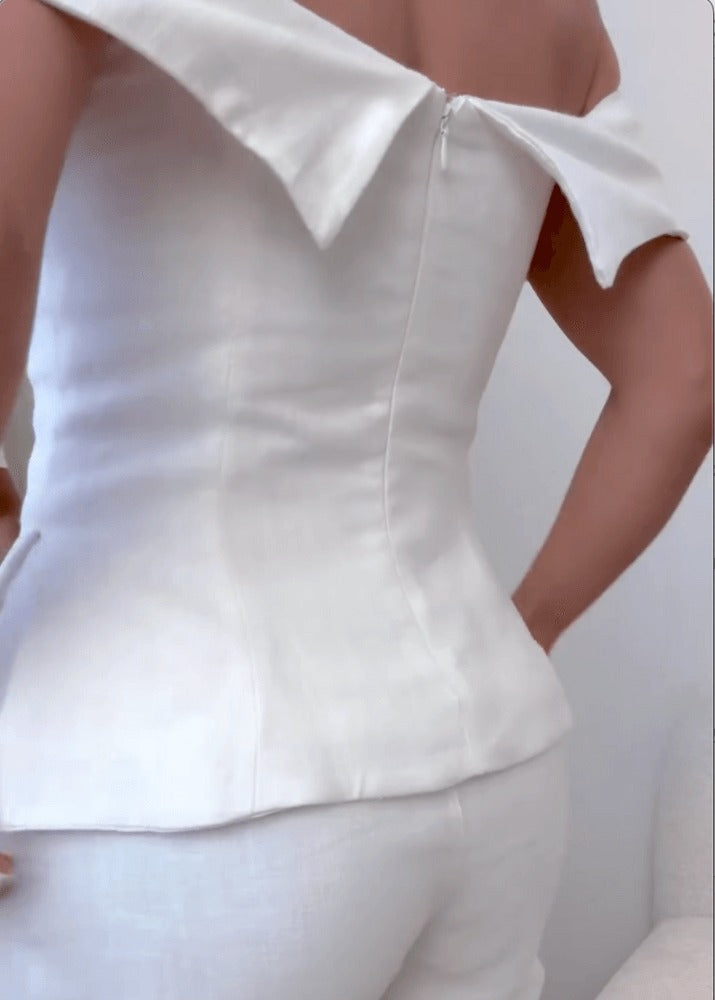 Ensemble deux pièces en coton et lin