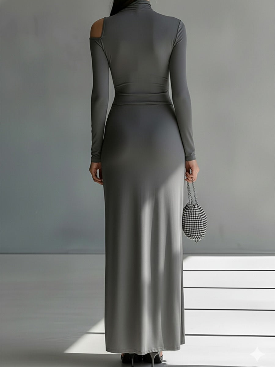 Robe longue en soie stretch