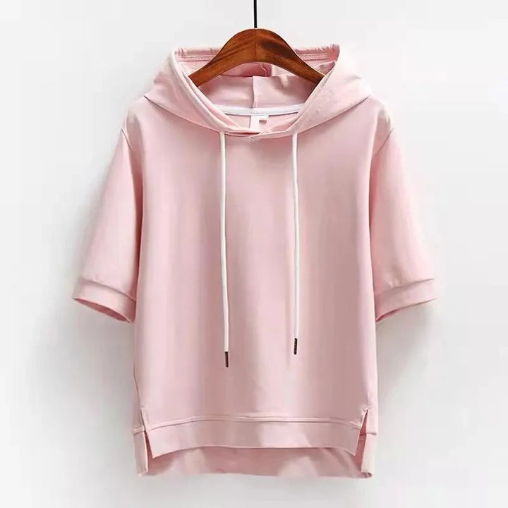 Sweat à capuche à manches courtes