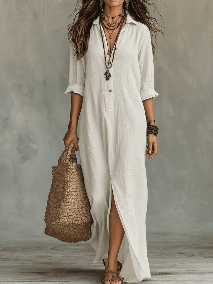 Robe longue chemise bohème