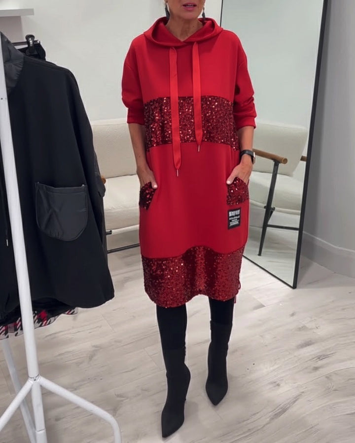 Robe à capuche tendance avec patchwork