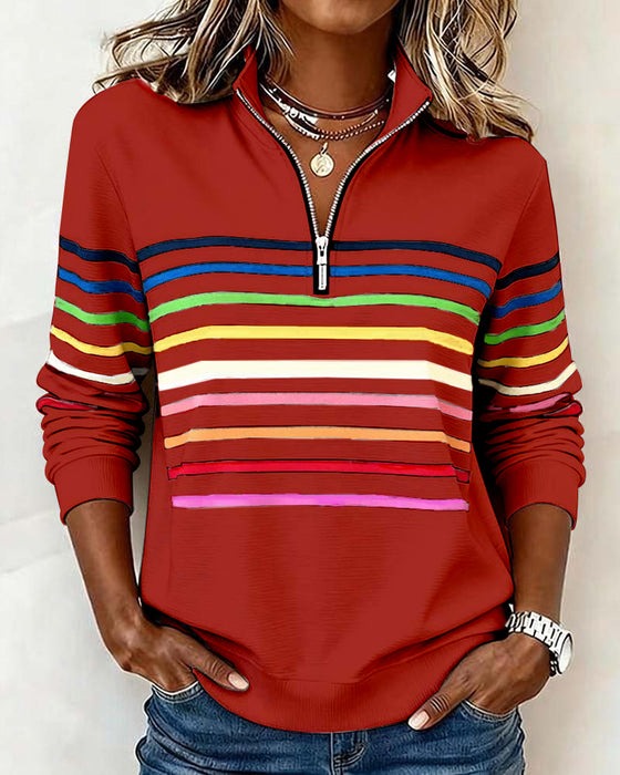 Pull à demi-zip et rayures