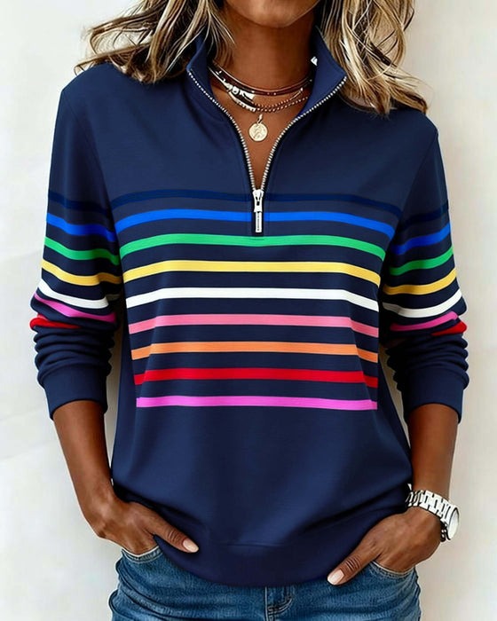 Pull à demi-zip et rayures