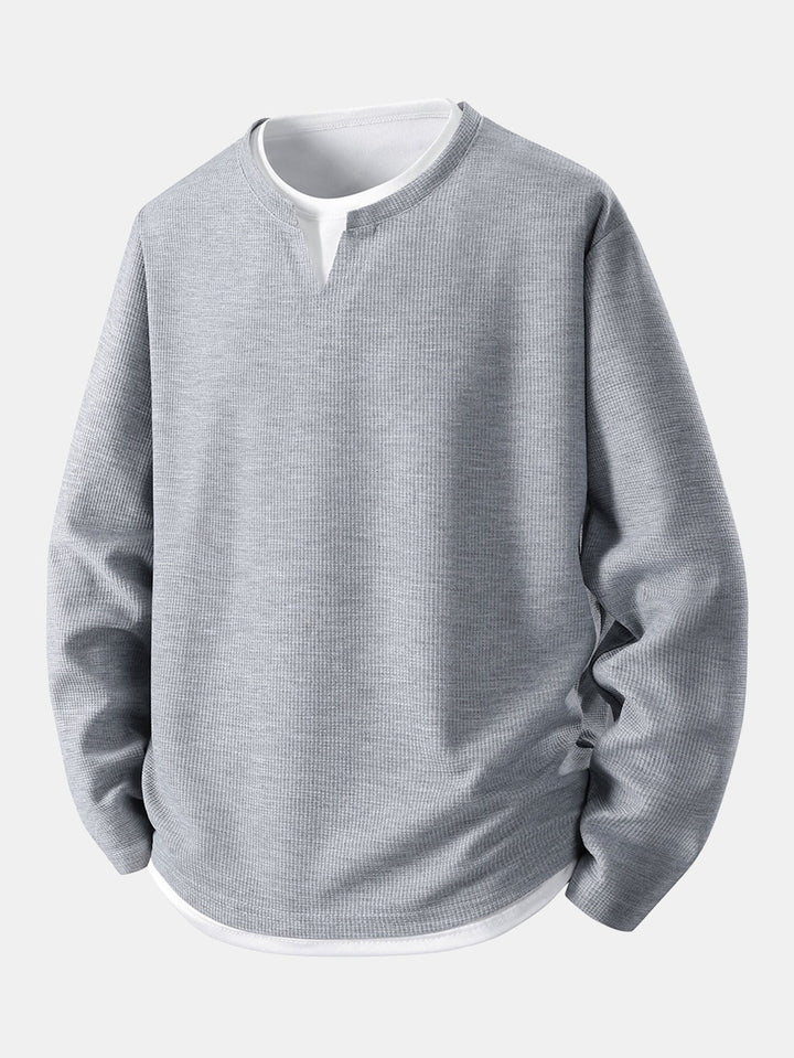 T-shirt gaufré 2 en 1 à manches longues et coupe décontractée