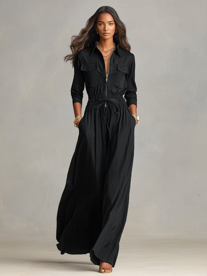 Robe longue avec poches cargo et taille à cordon