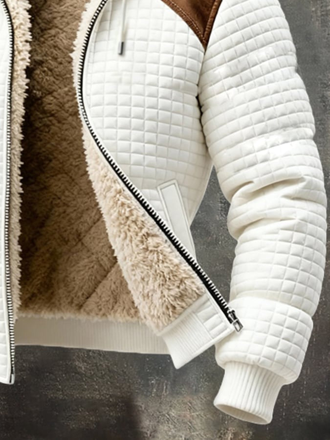 Veste d'extérieur chaude rétro en maille gaufrée