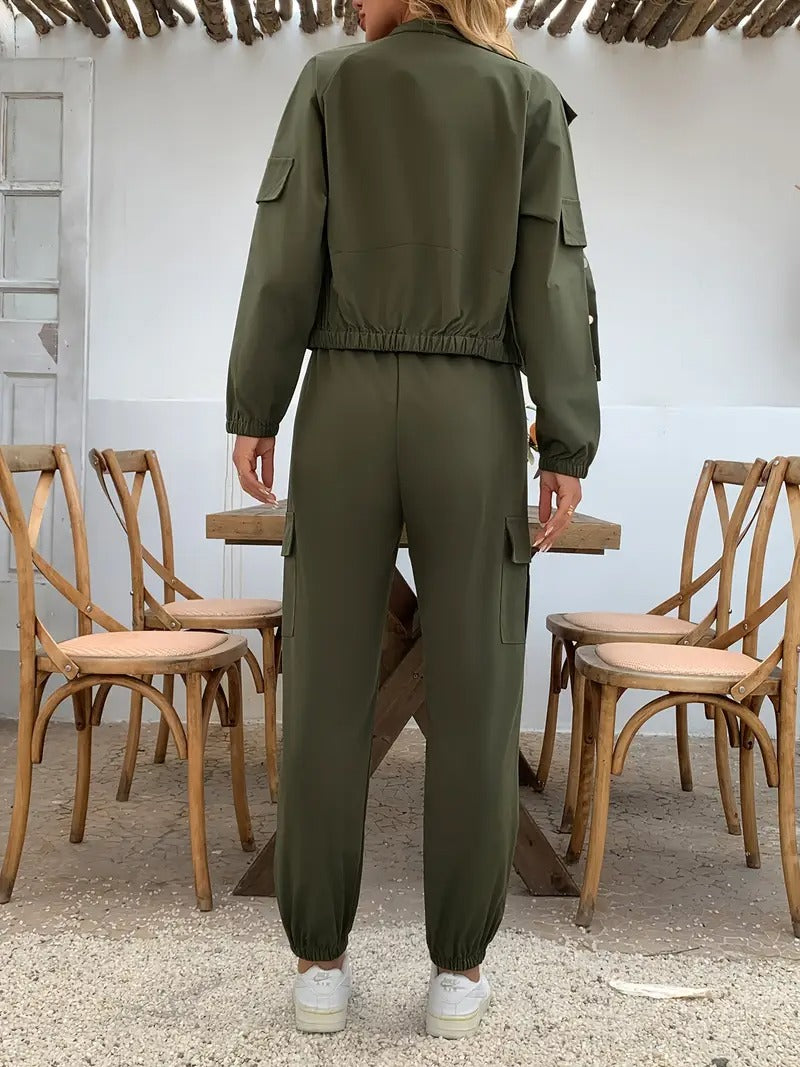 Ensemble avec veste boutonné et pantalon à cordon