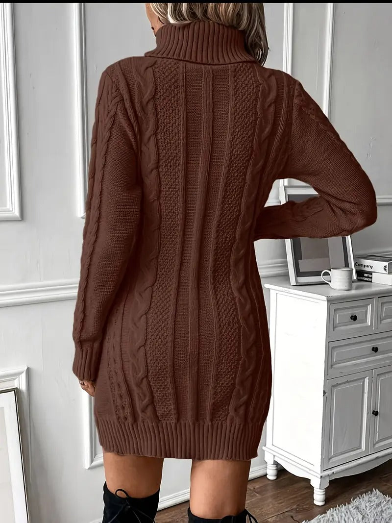 Robe pull en tricot torsadé pour femme élégante
