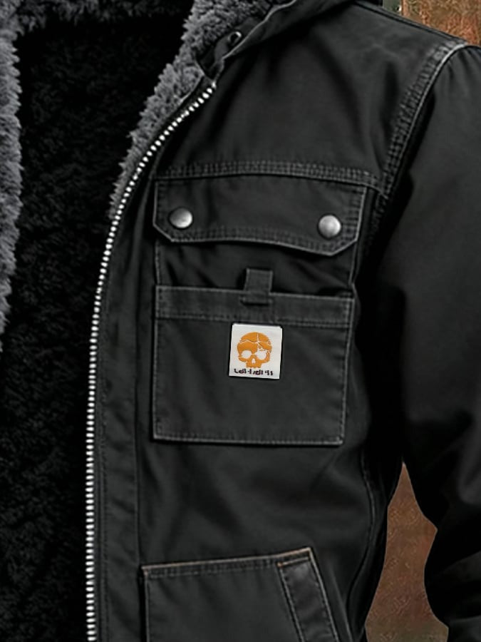 Veste d'extérieur en coton tissé et doublure polaire