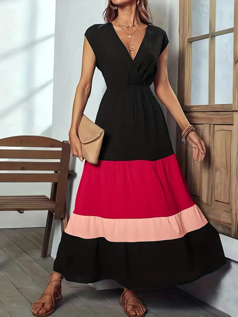 Robe trapèze à col bénitier sans manches