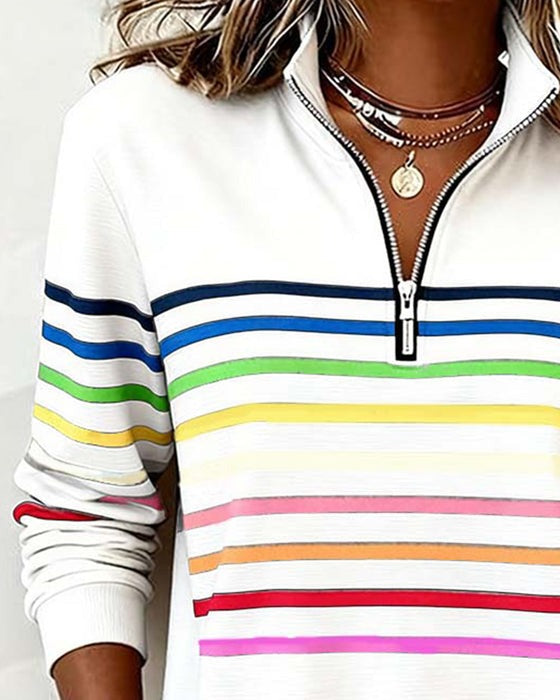 Pull à demi-zip et rayures