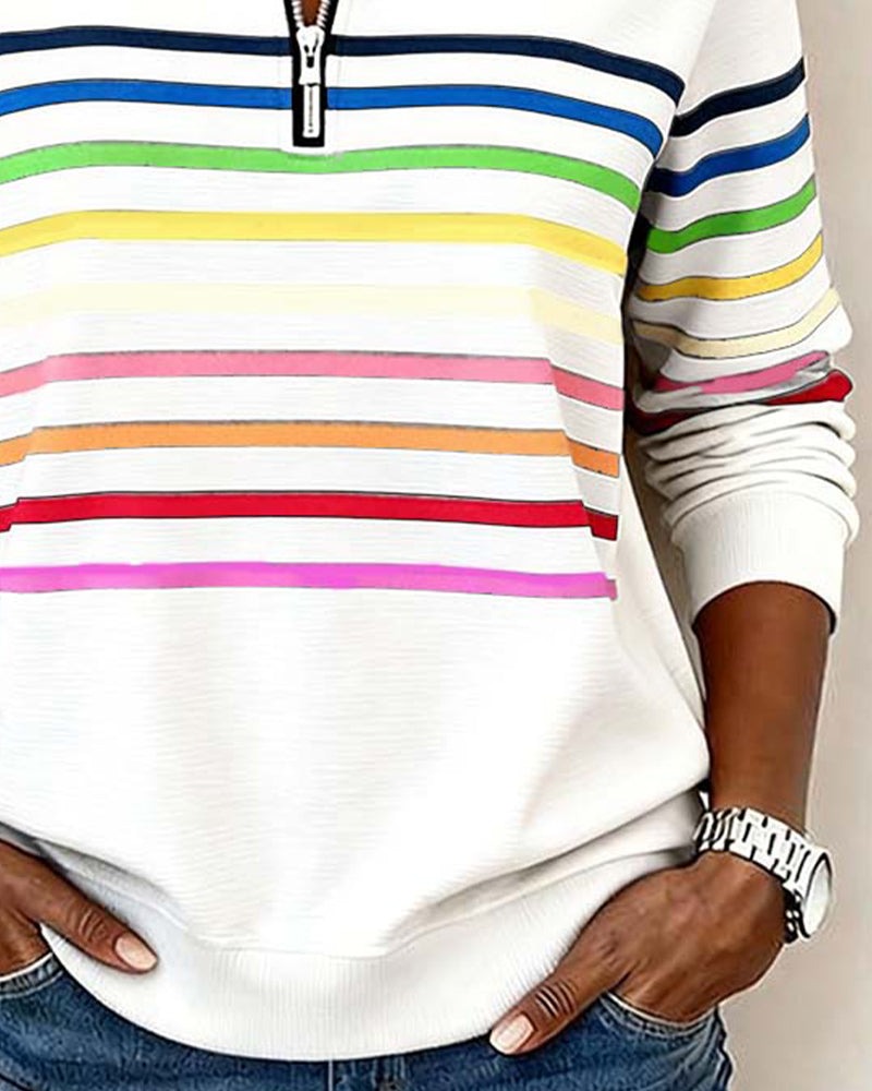Pull à demi-zip et rayures