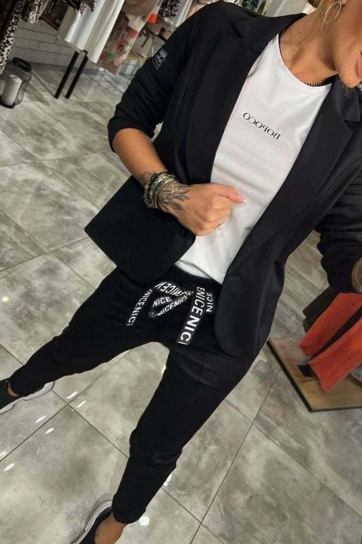 Ensemble deux pièces haut et pantalon élastique