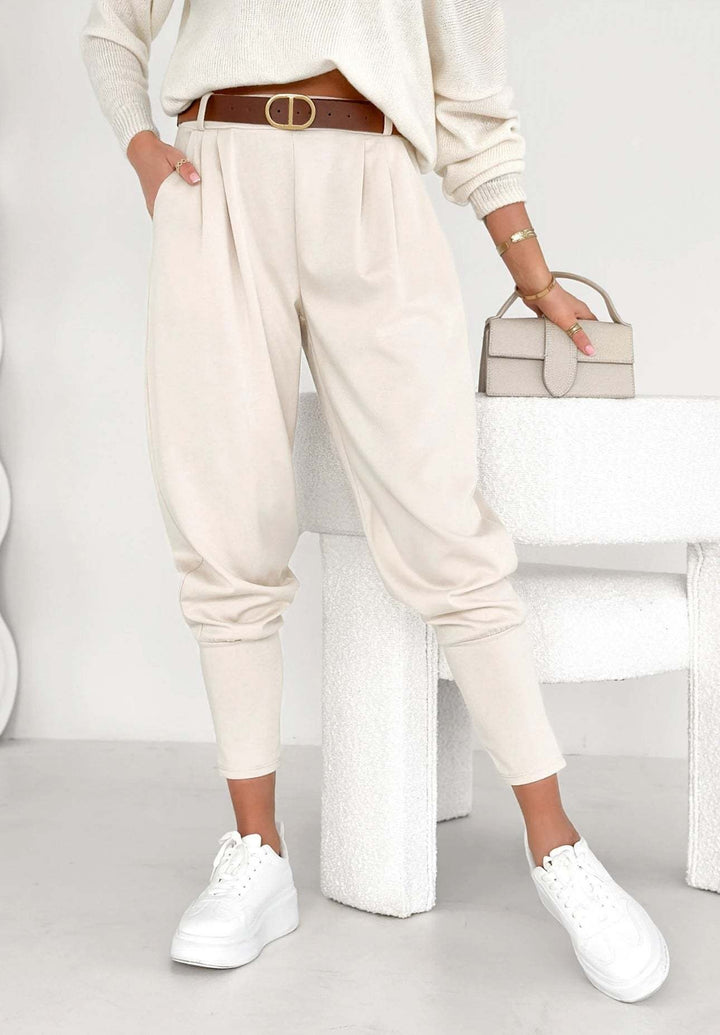 Pantalon sarouel décontracté et ceinturé pour femme