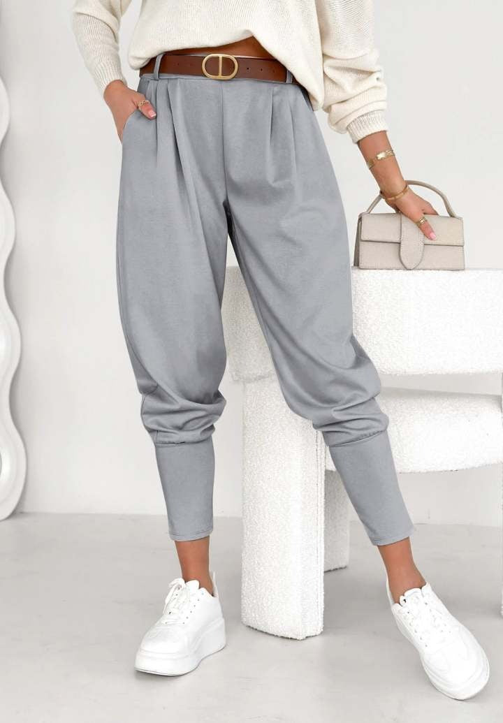 Pantalon sarouel décontracté et ceinturé pour femme
