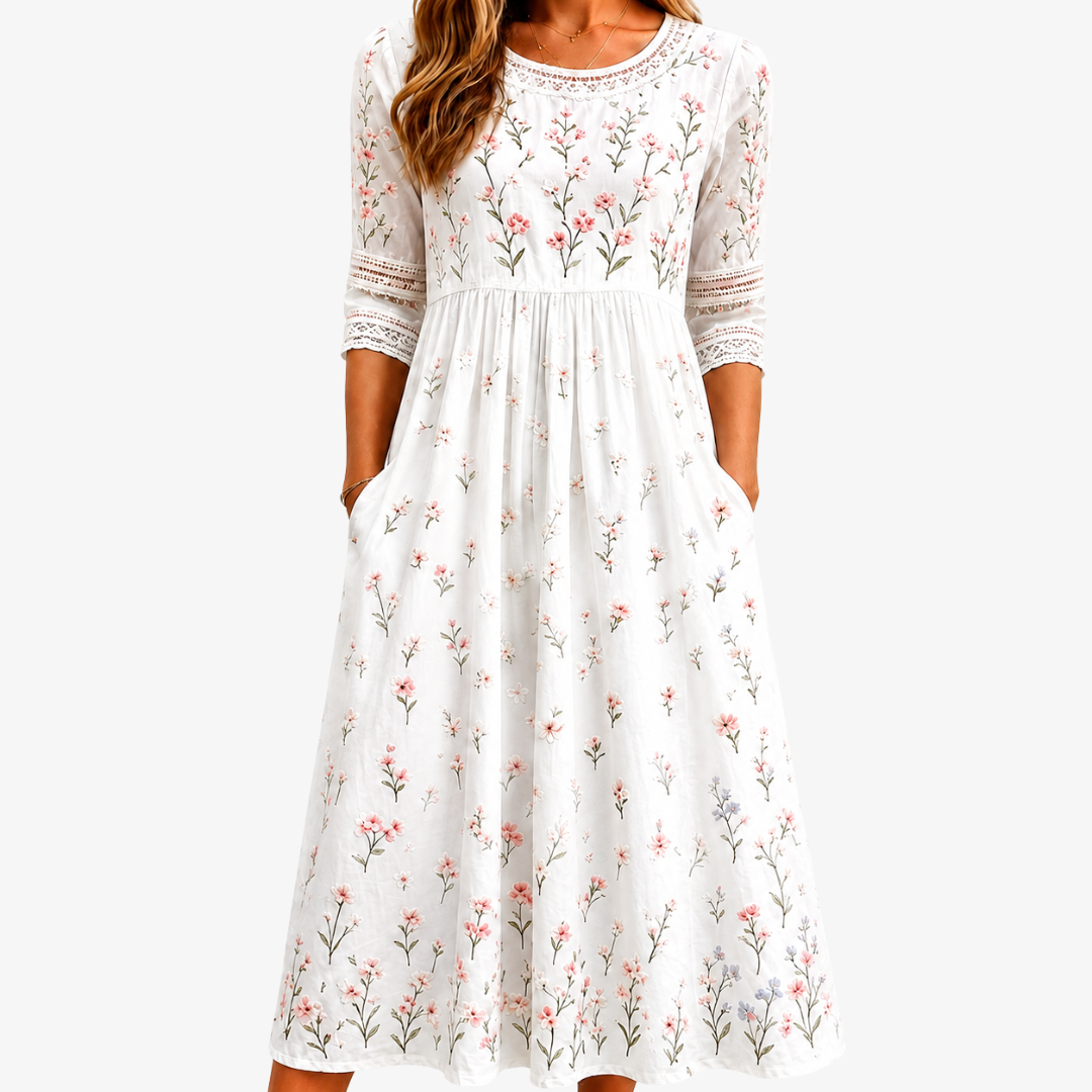 Vestido Midi con Bolsillos Whispering Wildflower