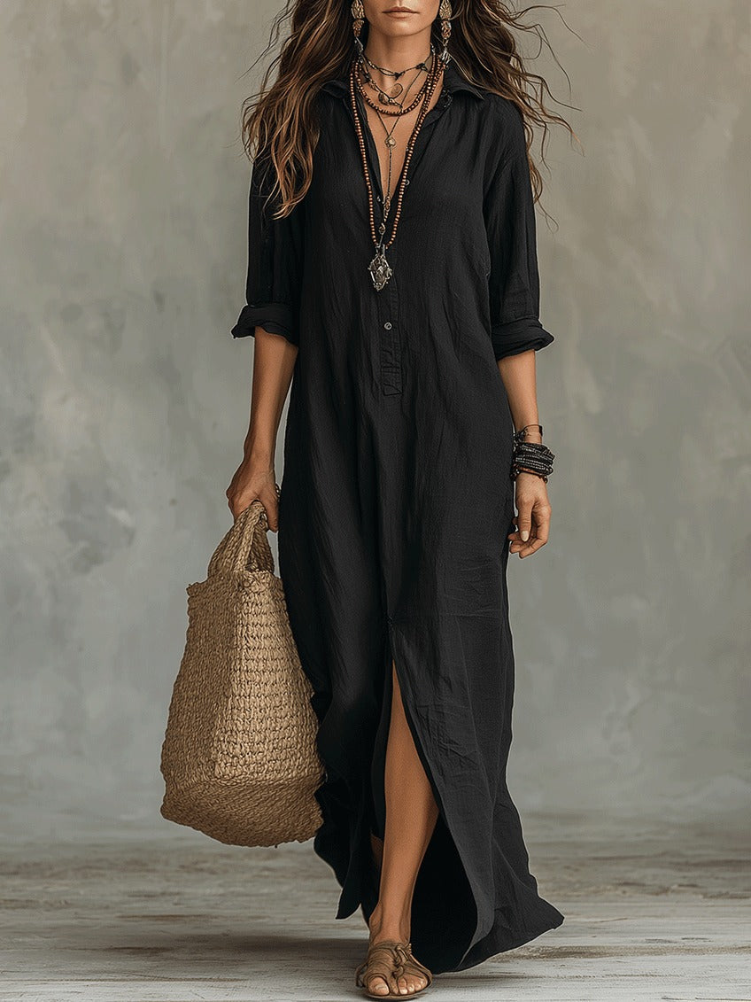 Robe longue chemise bohème