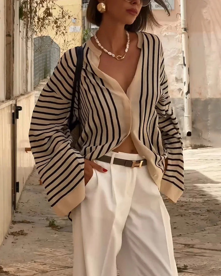 Chemise décontractée à rayures fendues