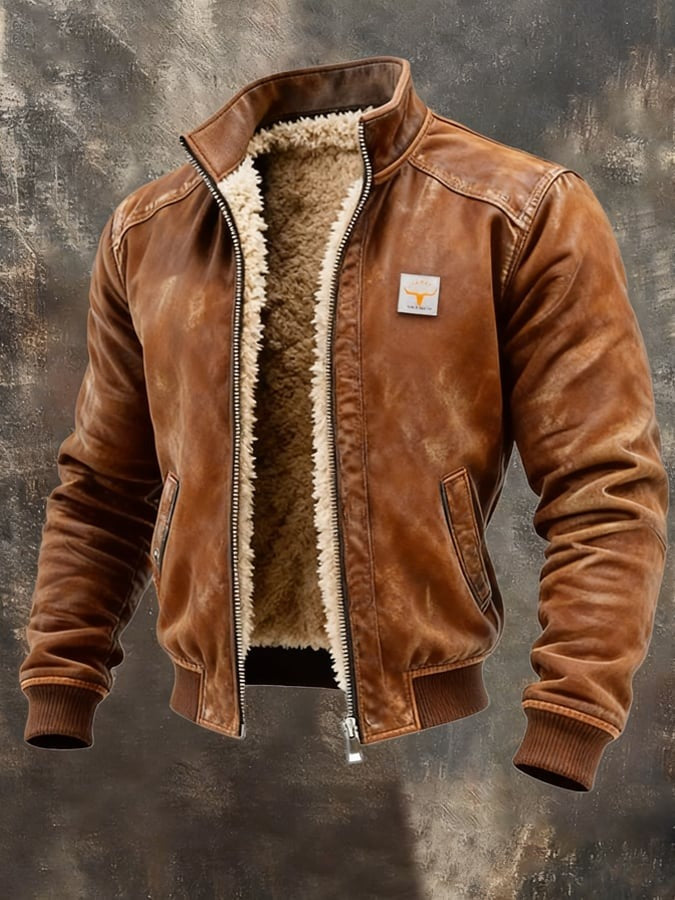 Veste thermique en cuir intérieur fourrure