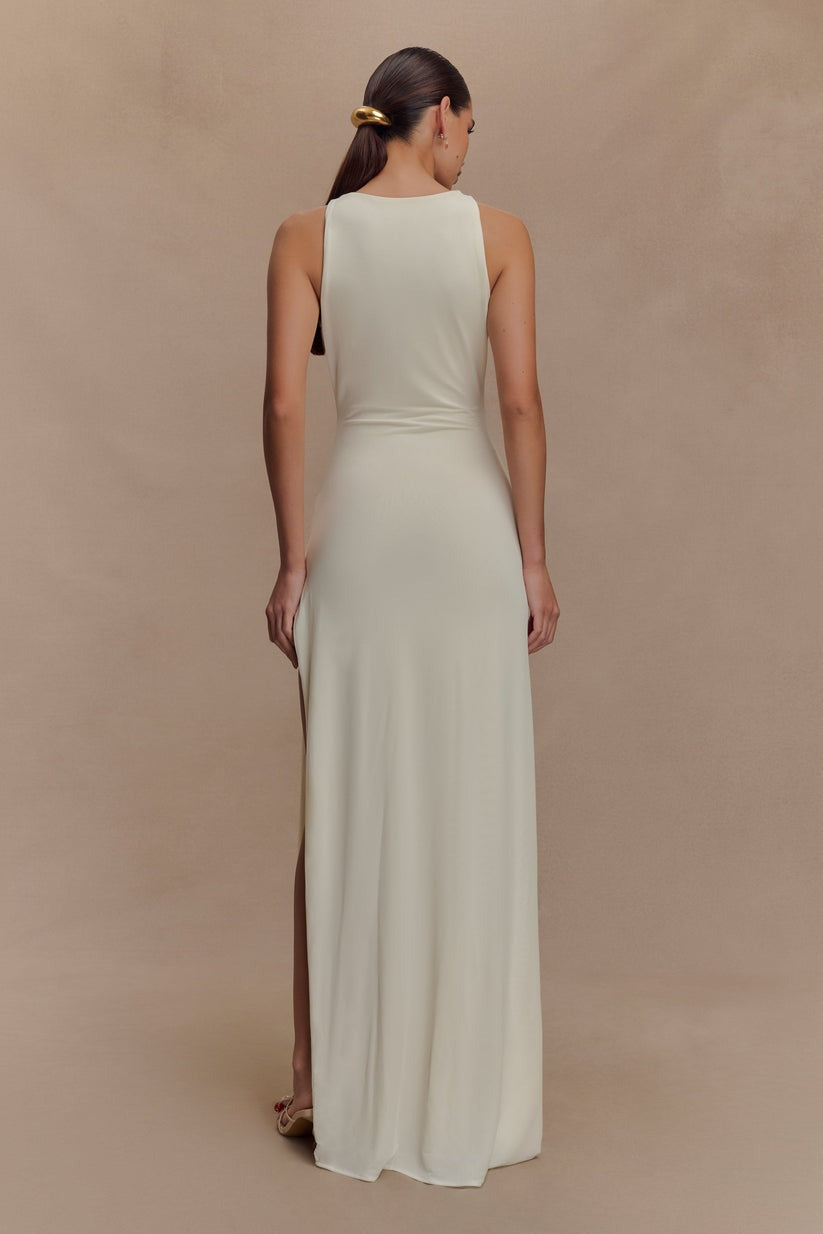 Robe longue moulante à perles