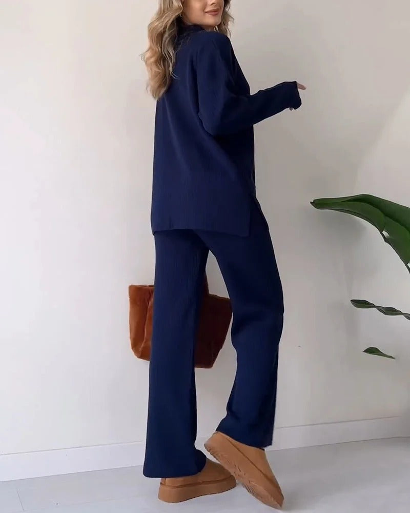 Ensemble deux pièces en tricot décontracté