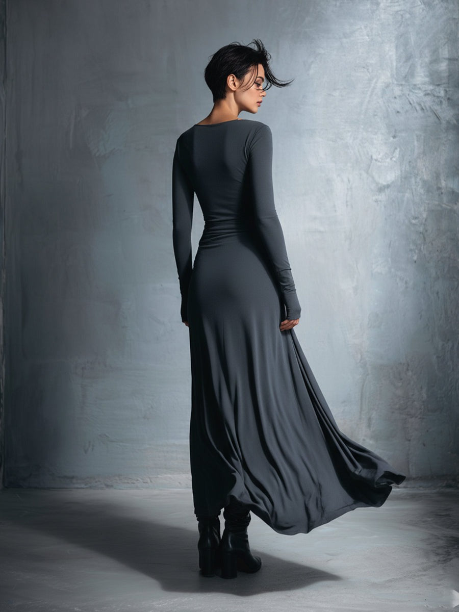 Robe portefeuille maxi nouée en tissu stretch