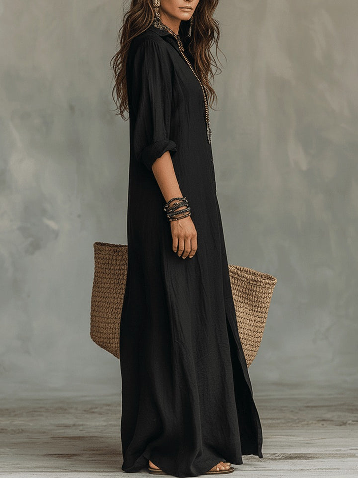 Robe longue chemise bohème