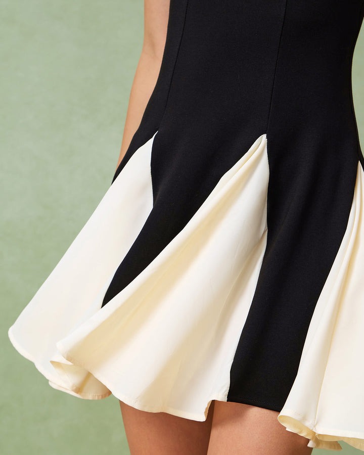 Robe nuisette mini trapèze contrastante