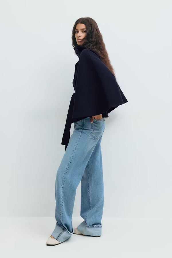 Veste cape à ceinture