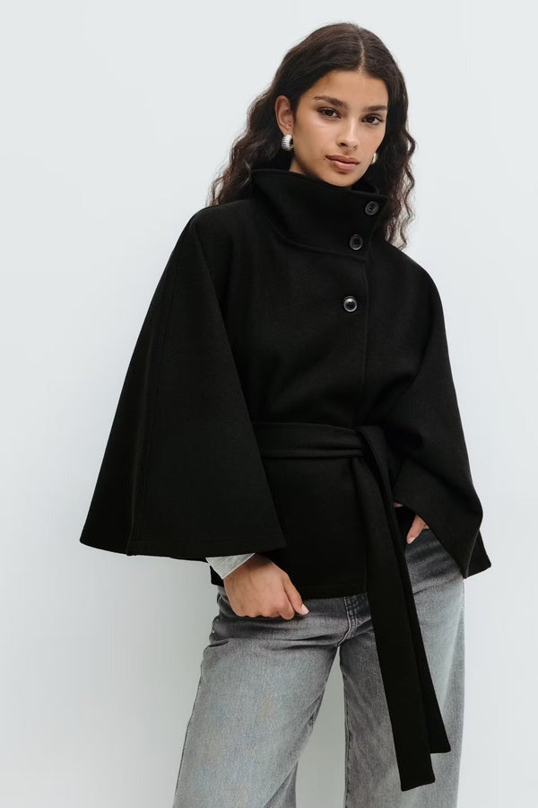 Veste cape à ceinture