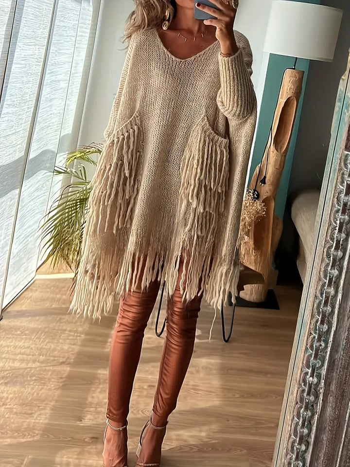 Robe pull à franges boho vintage