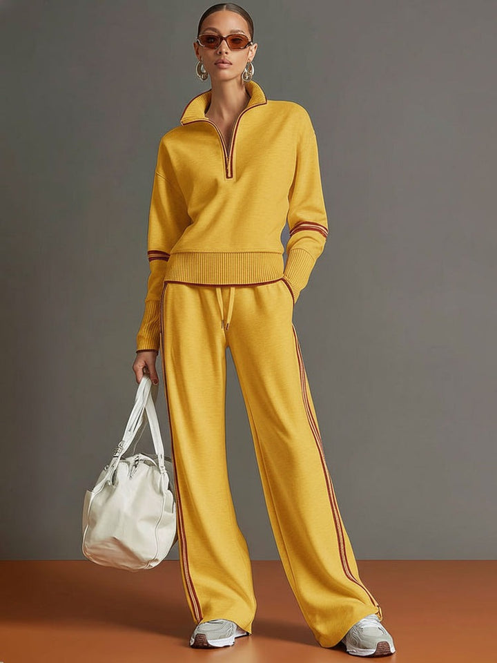 Ensemble sweat-shirt à demi-zip et pantalon large