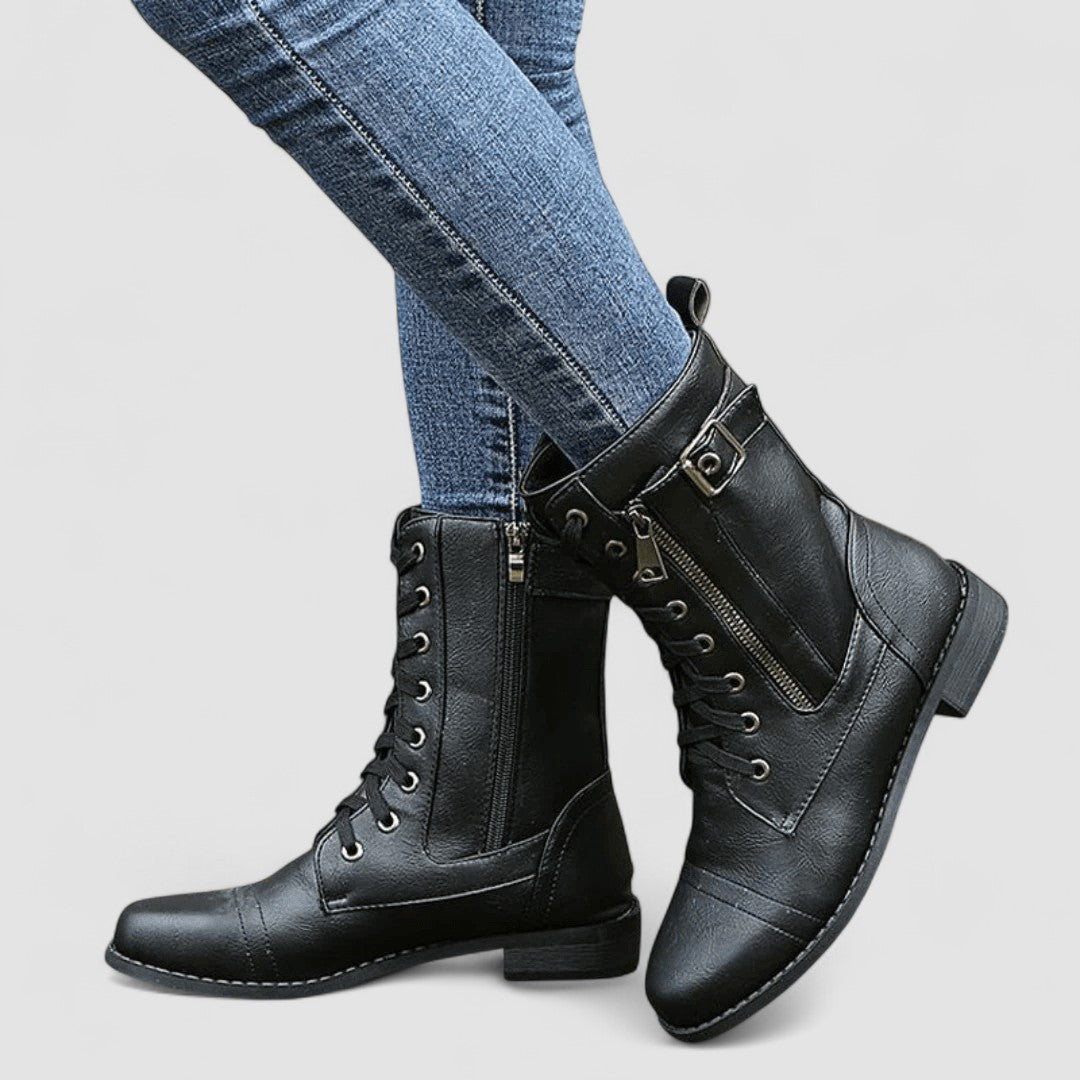Sylvia | Lace-Up Mid-Calf Boot