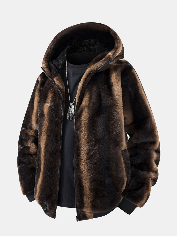 Veste à capuche en fausse fourrure à imprimé animal