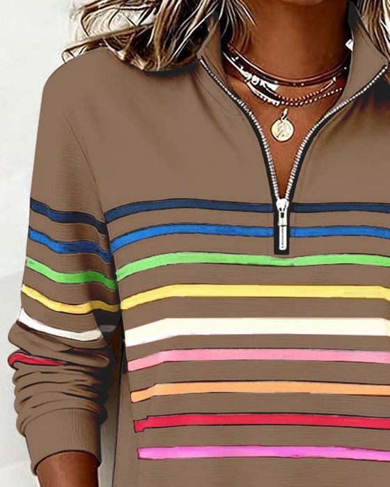 Pull à demi-zip et rayures