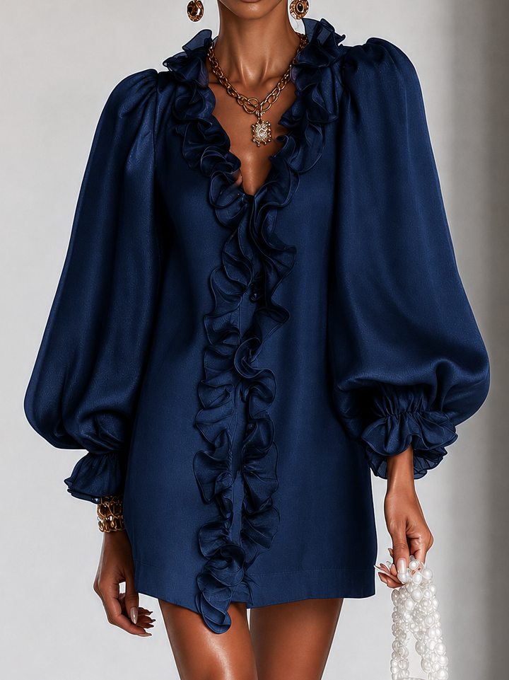 Guinevere | Vestido recto con mangas abullonadas