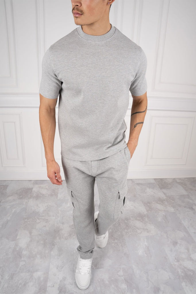 Ensemble haut et pantalon cargo gris chiné