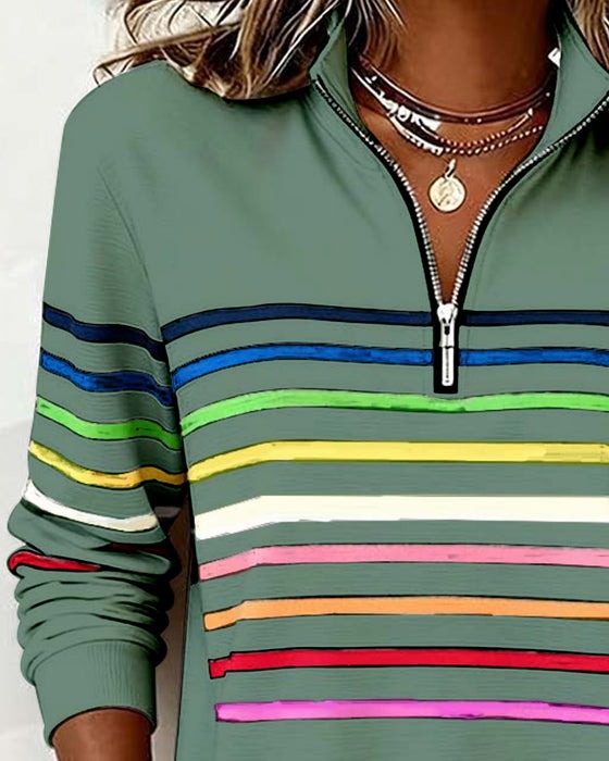 Pull à demi-zip et rayures