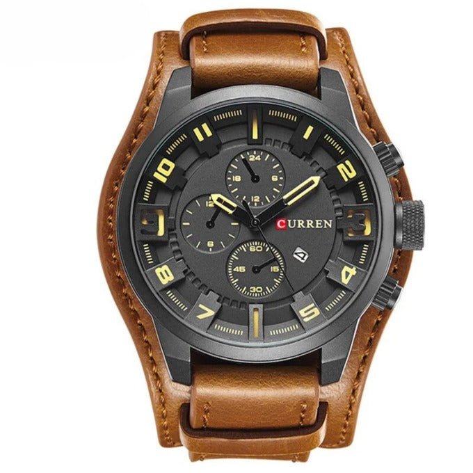 Montre chrono en cuir de vachette