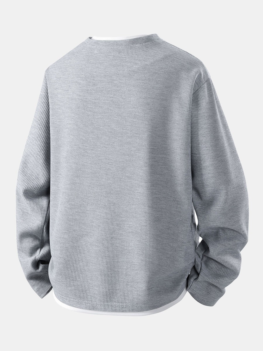 T-shirt gaufré 2 en 1 à manches longues et coupe décontractée