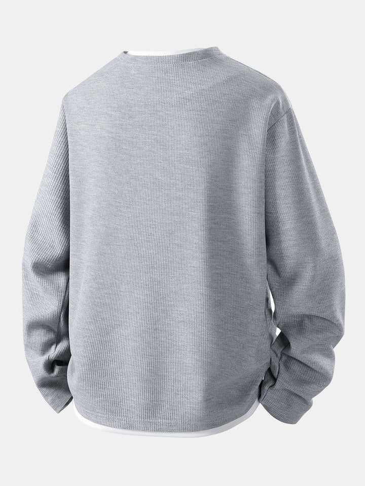 T-shirt gaufré 2 en 1 à manches longues et coupe décontractée