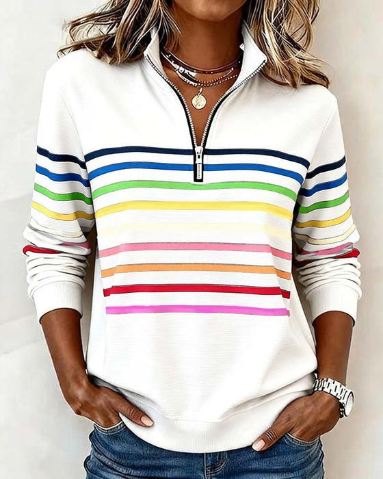 Pull à demi-zip et rayures