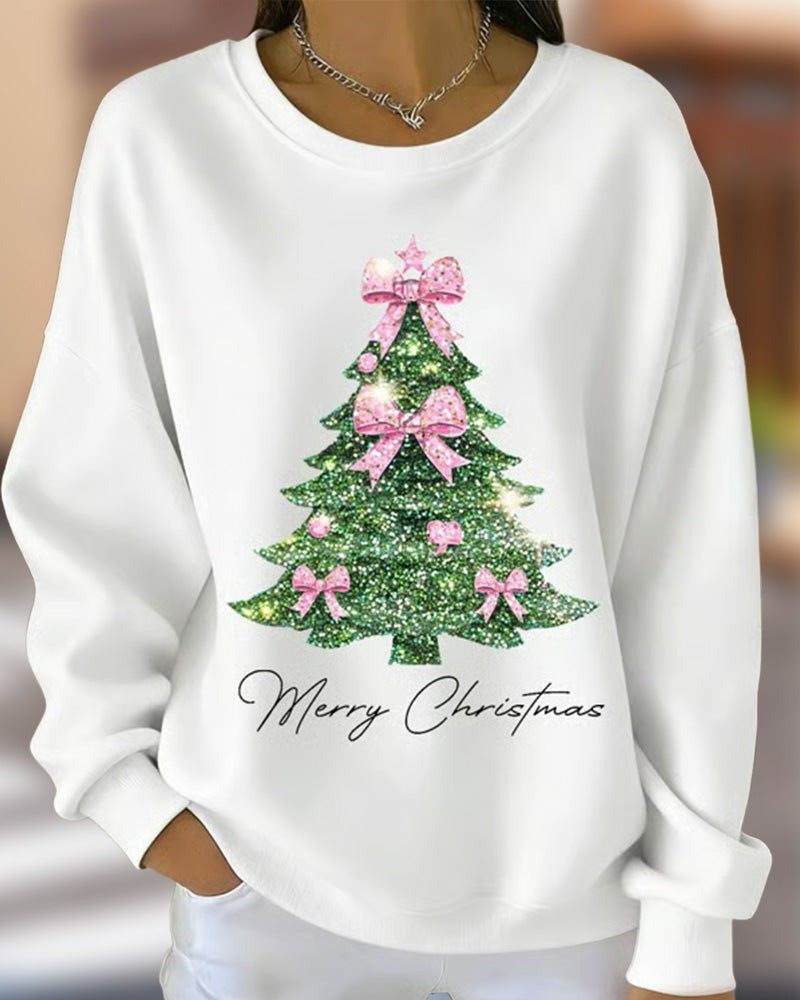 Sweat-shirt à col rond et manches longues imprimé de Noël