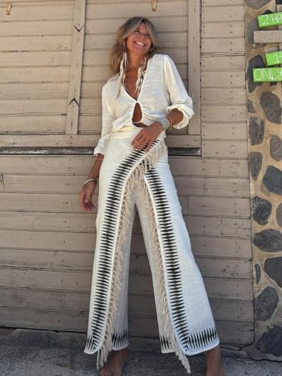 Ensemble pantalon à franges Elar
